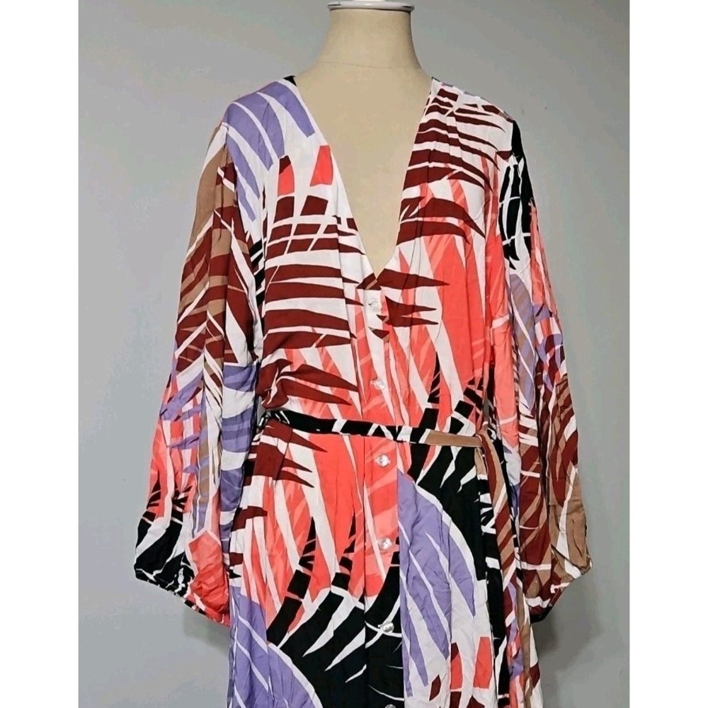 Vince Camuto Women's Printed Button-Front Cover-up Caftan, Multi, Medium - Picture 5 of 9